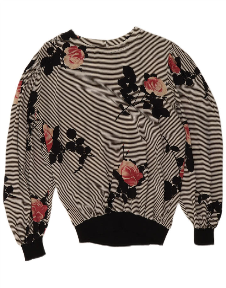 Biffi Chemisier à manches longues pour femme UK 46 Grande soie florale grise