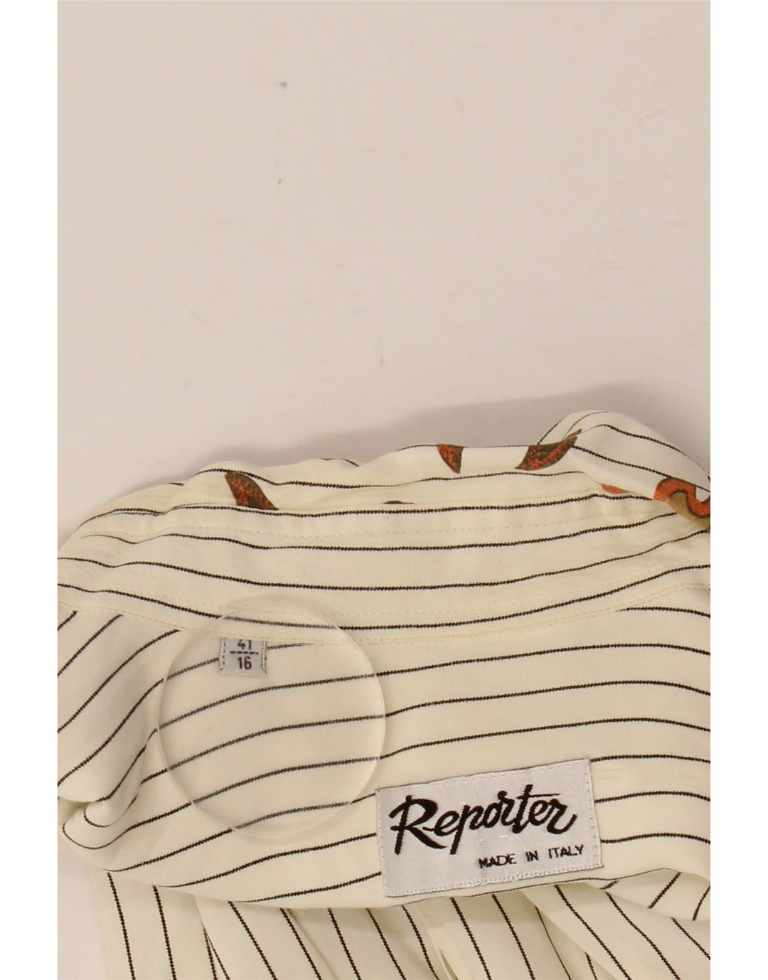 REPORTER Chemise homme Taille 41 16 Large Off White Rayé
