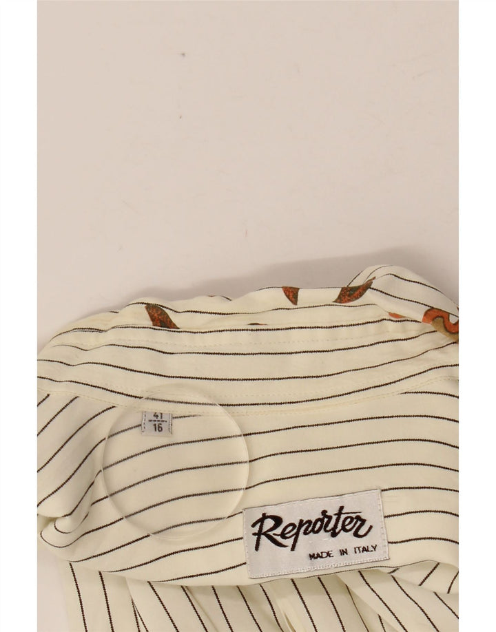 REPORTER Chemise homme Taille 41 16 Large Off White Rayé