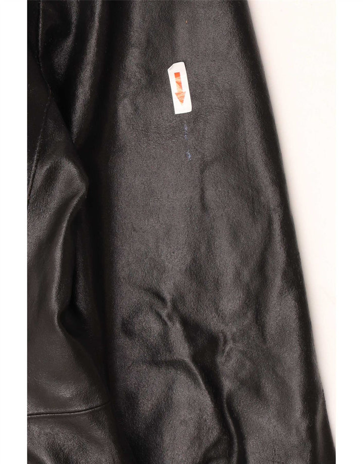 manteau en cuir femme vintage IT 46 Grand Noir