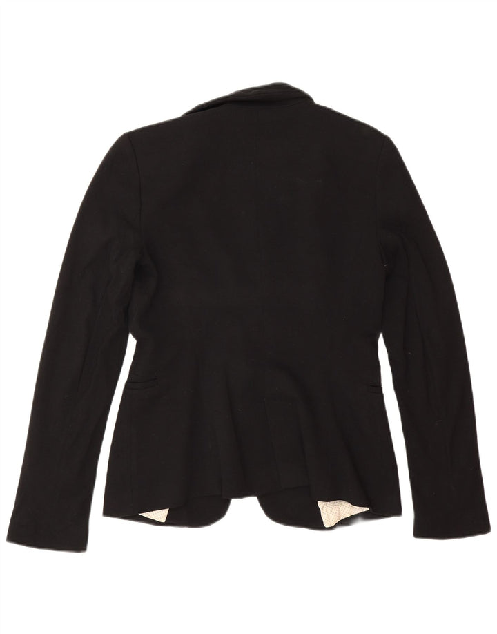 Zara Veste Blazer 1 Bouton Femme UK 10 Petite Viscose Noire