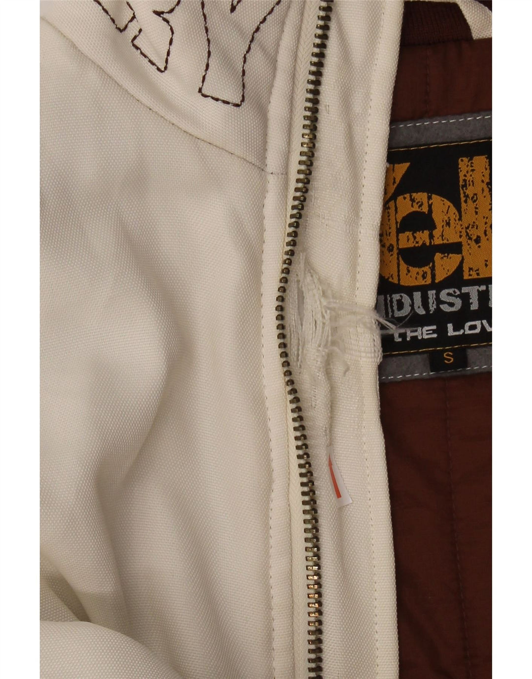 CRIER! Veste bomber graphique coupe ample pour homme UK 36 petit polyester blanc