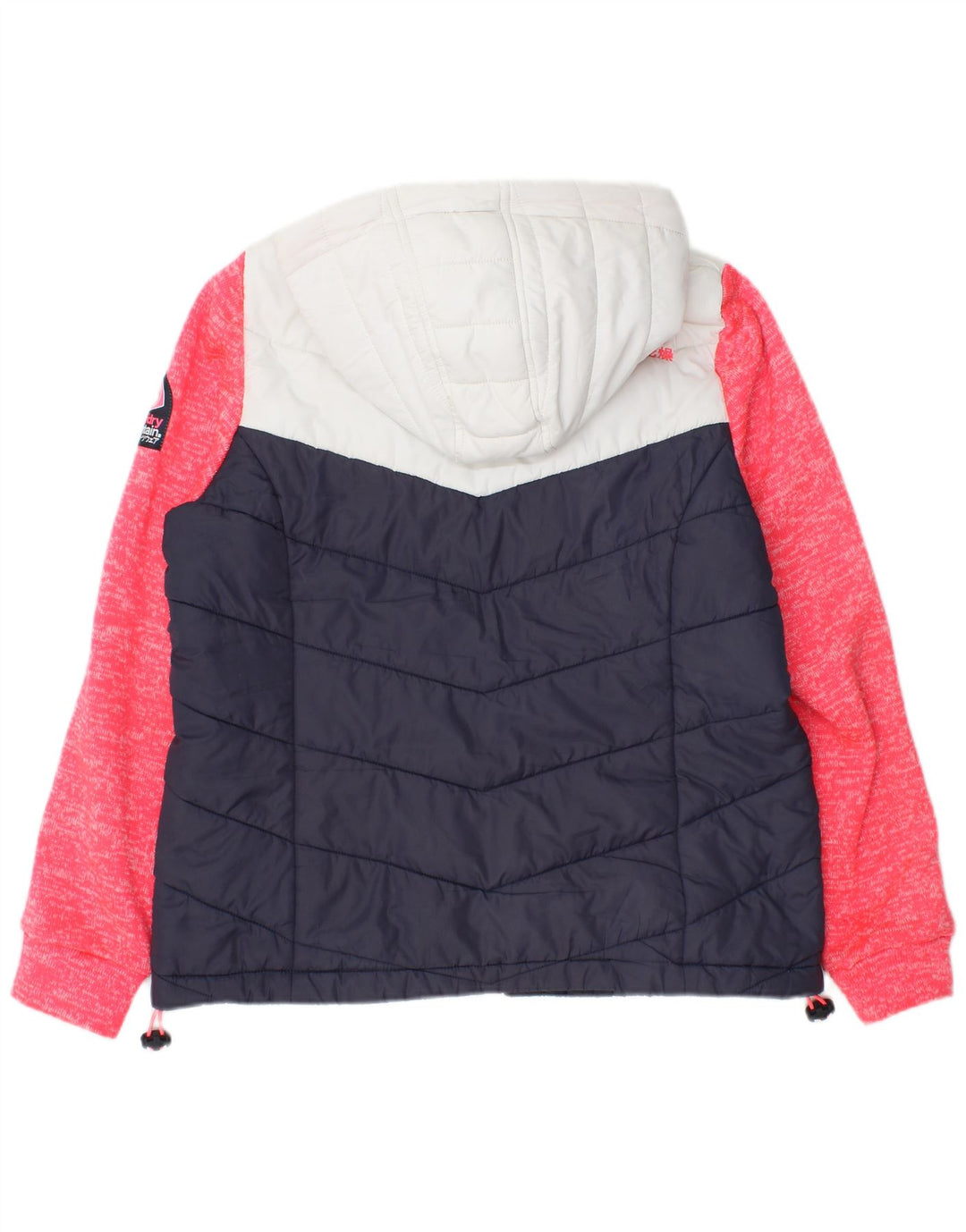 Superdry Veste matelassée à capuche pour femme UK 16 Large Bleu marine Colourblock