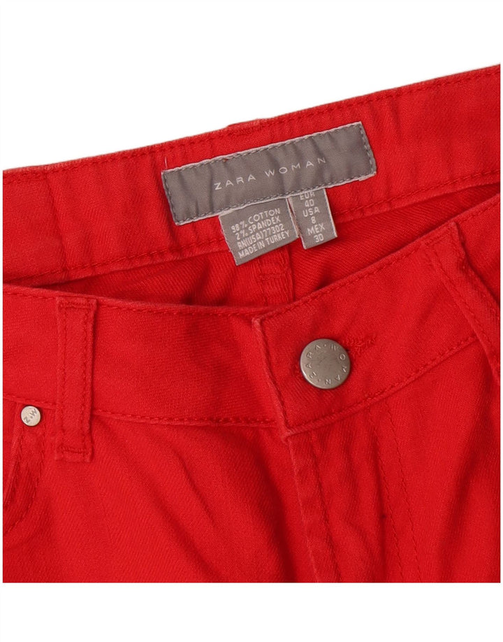 Zara Jean droit femme EU 40 Medium W30 L31 coton rouge