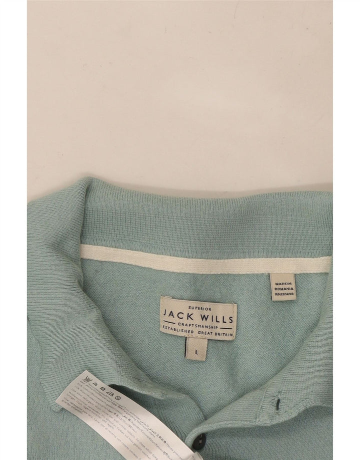 JACK WILLS Pull col polo pour homme en coton bleu moyen