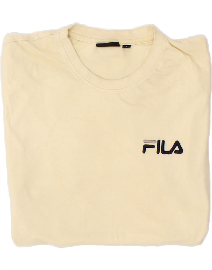 FILA Mens T-Shirt Top Large Off White Cotton Vintage Fila and Second-Hand Fila from Messina Hembry 