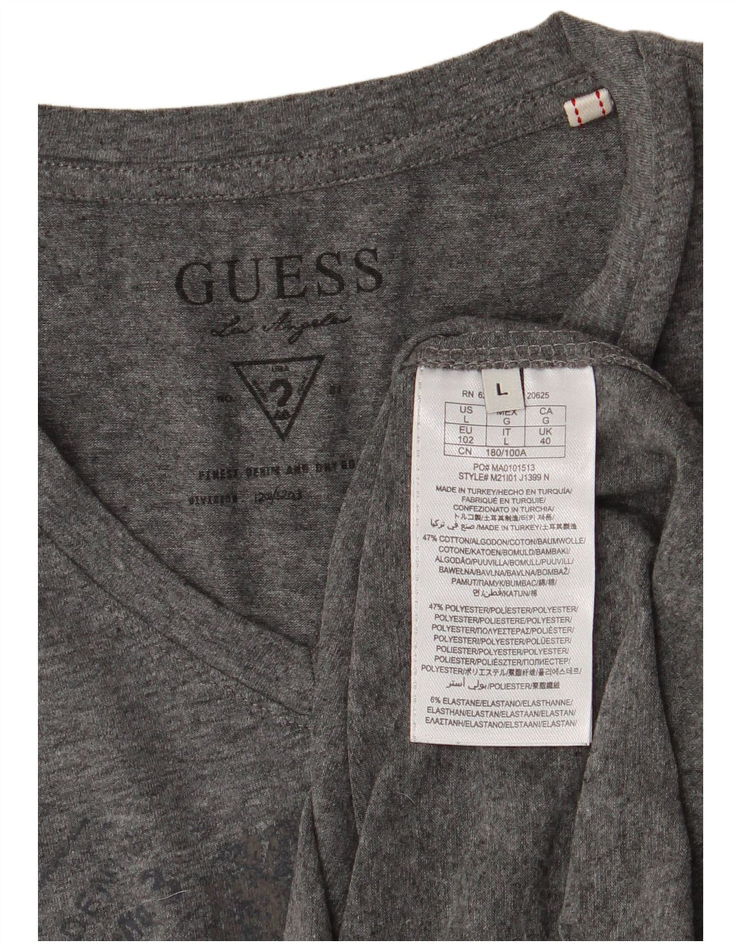Guess T-shirt graphique pour femme UK 14 Large Gris Coton