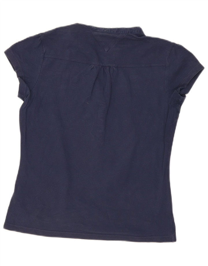 TOMMY HILFIGER Polo Femme UK 12 Bleu Marine Moyen Coton