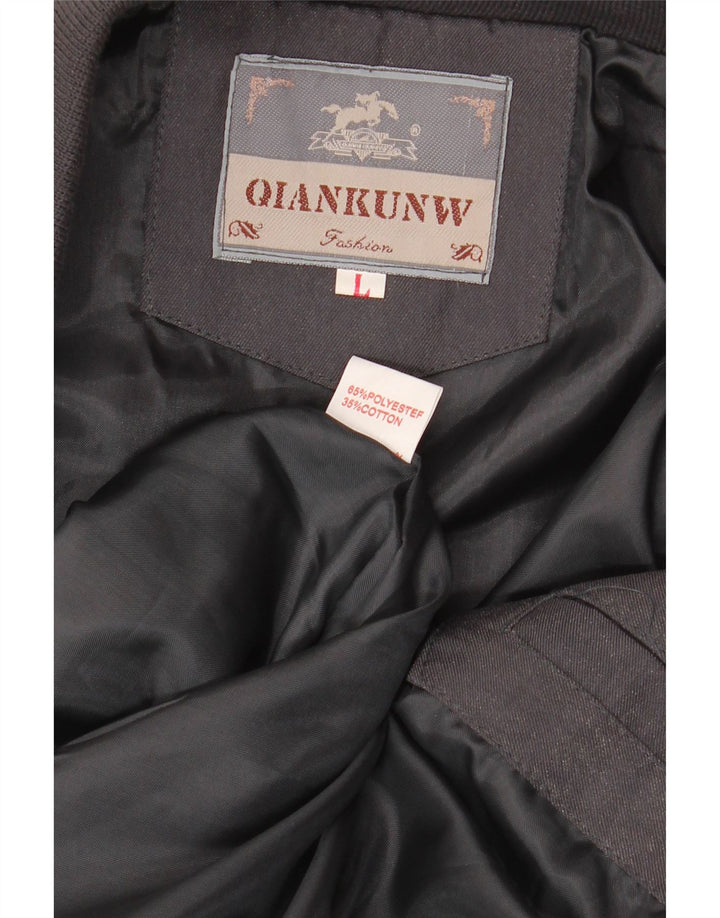 VINTAGE Veste Bomber Homme UK 40 Grand Noir Colourblock Polyester