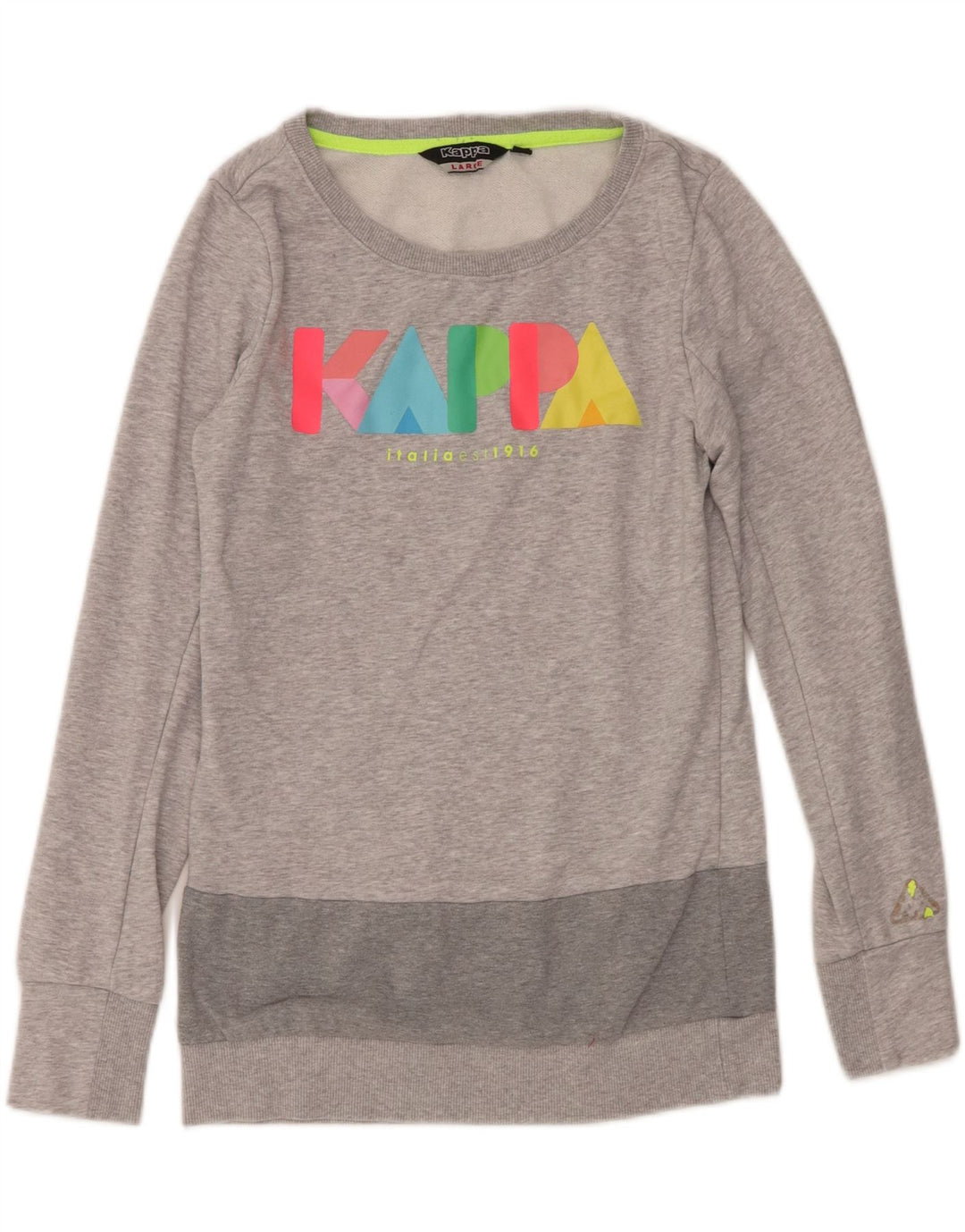 Kappa Sweat-shirt graphique pour femme UK 14 Large Gris Coton