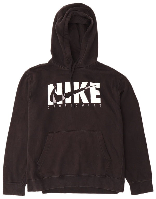 Nike Pull à capuche graphique pour homme Grand coton noir