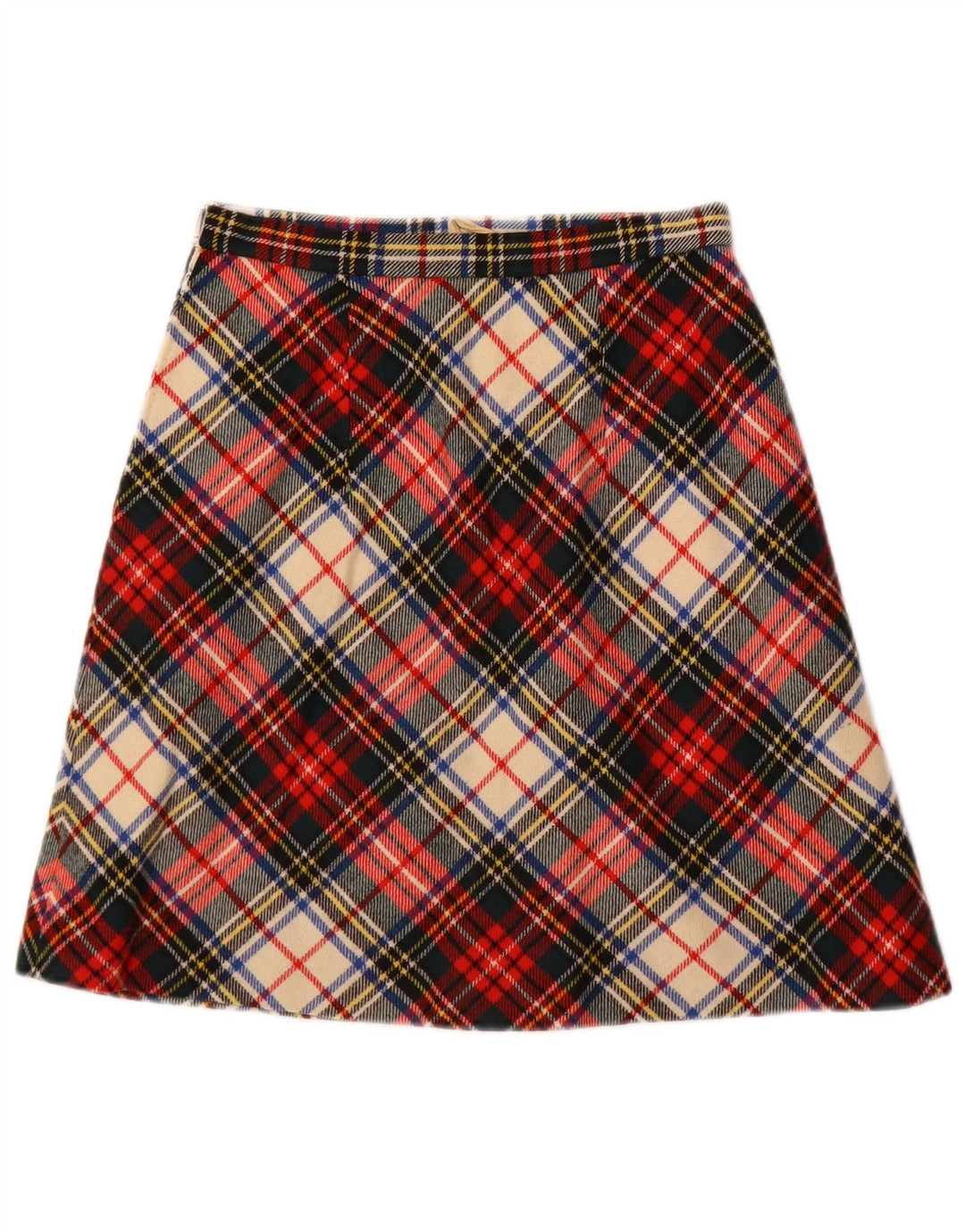 jupe trapèze femme vintage W24 XS Plaid multicolore
