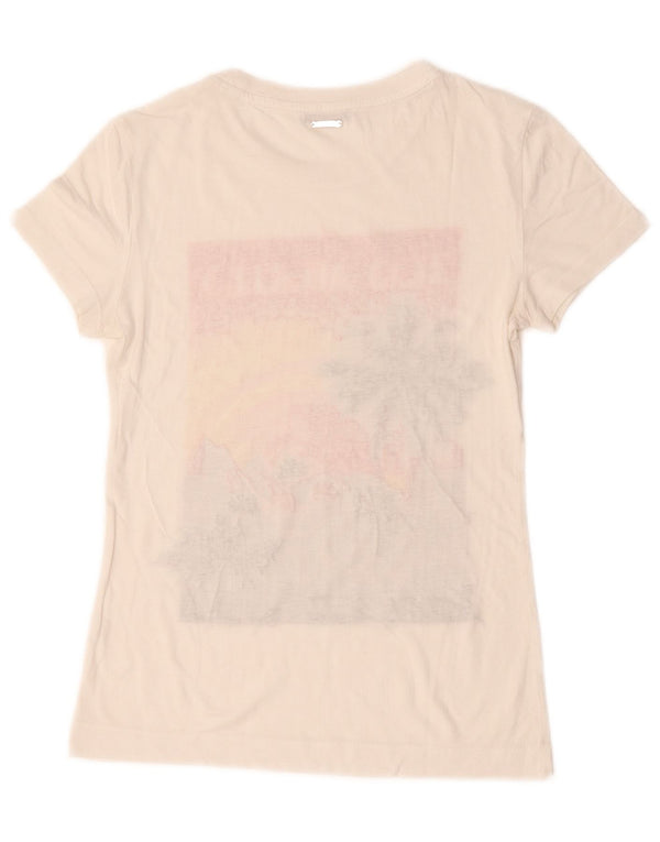 Guess Womens Los Angeles Graphic T-Shirt Top UK 10 Small Blanc Coton