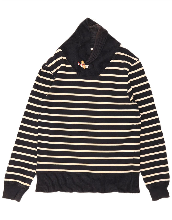 Zara Pull à col châle pour homme Bleu marine rayé