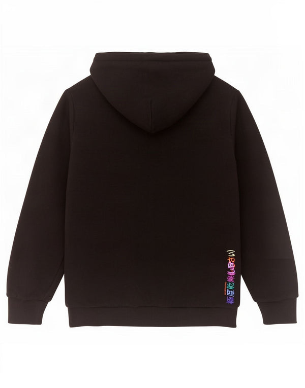 Superdry Pull à capuche graphique pour femme UK 16 Large Noir Coton