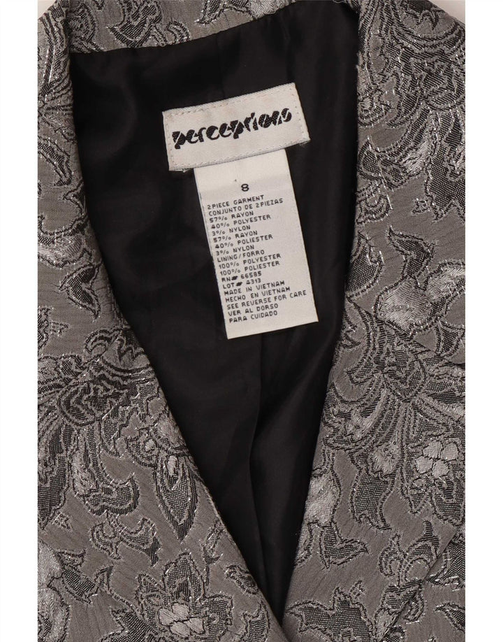 Perceptions Veste Blazer 2 Boutons pour Femme UK 8 Petite Rayonne Florale Grise