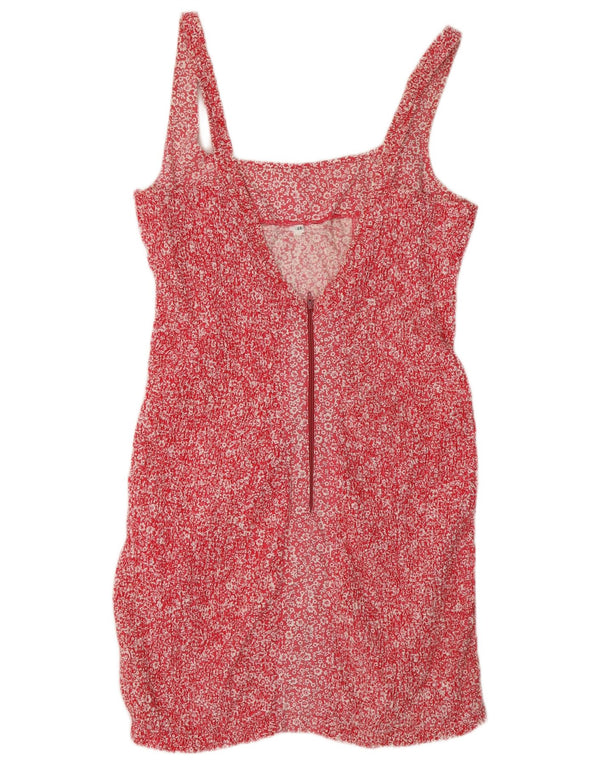 vintage Womens Sundress IT 46 Grand coton floral rouge