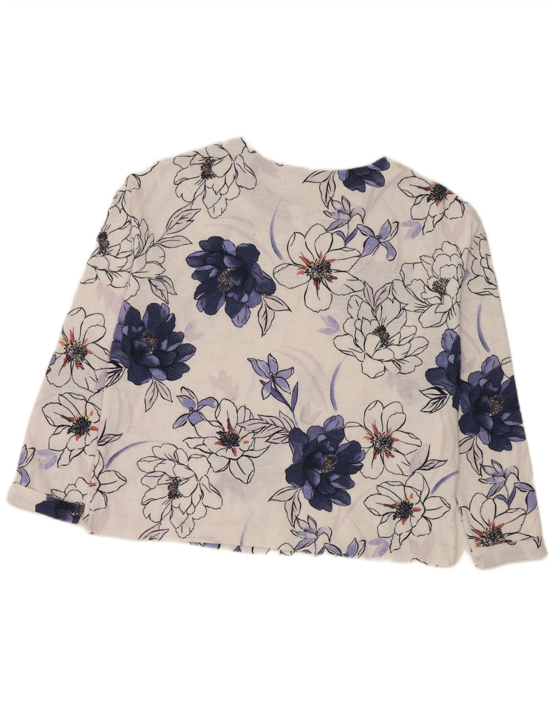 Marks & Spencer Haut surdimensionné à manches longues pour femme UK 8 Petit motif floral blanc