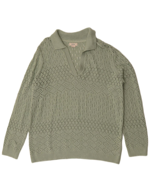 Fat Face Pull surdimensionné à col polo pour femme UK 16 Large Vert