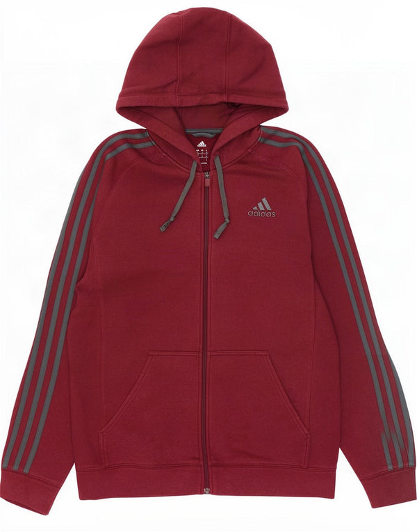 Adidas Pull à capuche zippé coupe ample pour homme Petit coton bordeaux