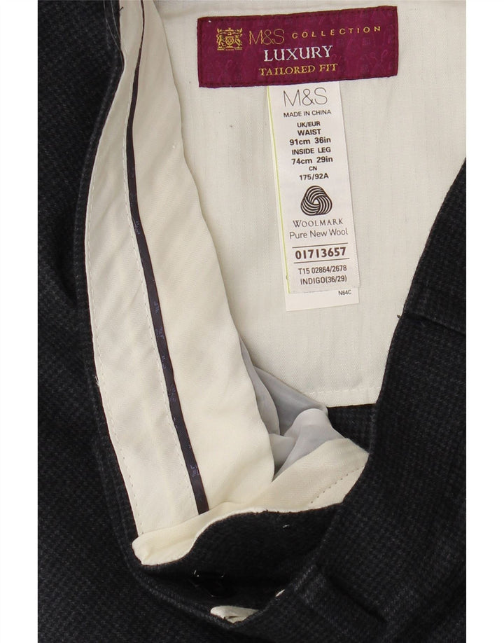 Marks & Spencer Pantalon de costume coupe ajustée pour homme W36 L29 Gris pied-de-poule