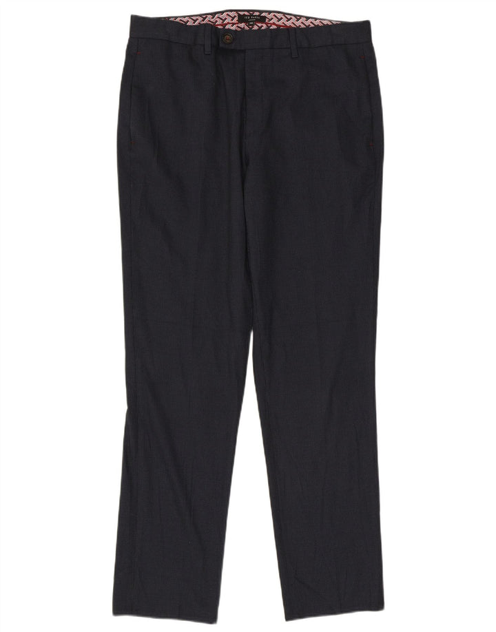Ted Baker Pantalon de Costume Droit London Homme W34 L31 Bleu Marine Polyester