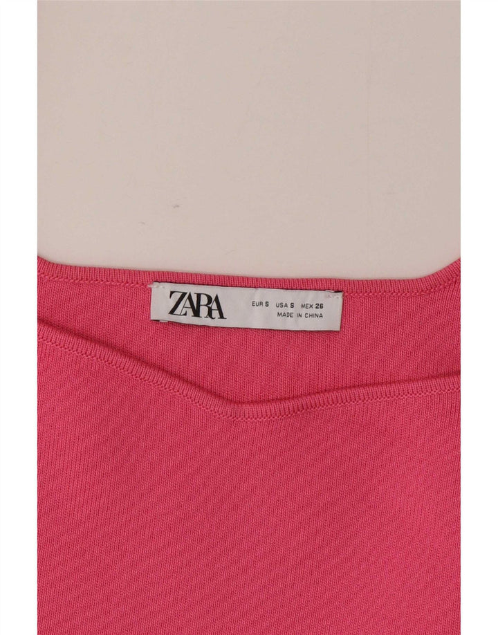 Zara Femme Crop Cami Top UK 8 Petit Rose Polyester