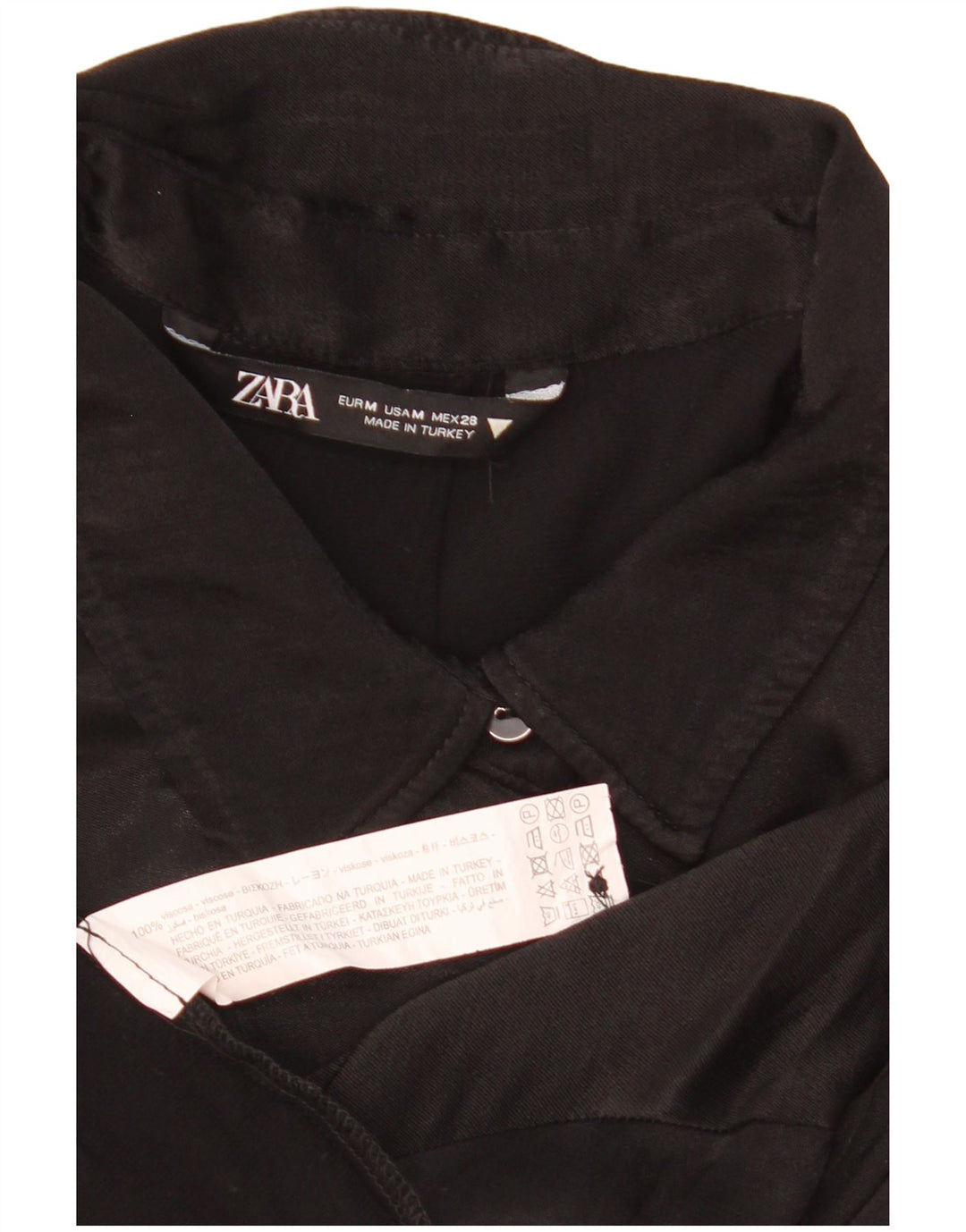 Zara Chemisier court surdimensionné à manches courtes pour femme UK 14 Noir moyen