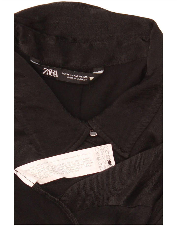 Zara Chemisier court surdimensionné à manches courtes pour femme UK 14 Noir moyen