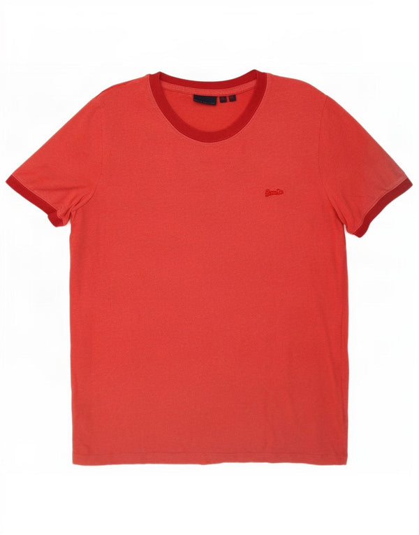 Superdry T-Shirt Femme Top UK 10 Petit Rouge Coton
