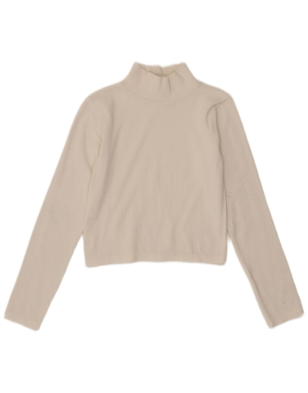 Zara Womens Crop Top Manches Longues UK 12 Moyen Blanc