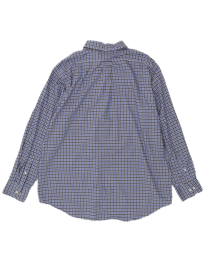 Izod Chemise Homme Taille 17 17 1/2 XL Bleu Check Coton