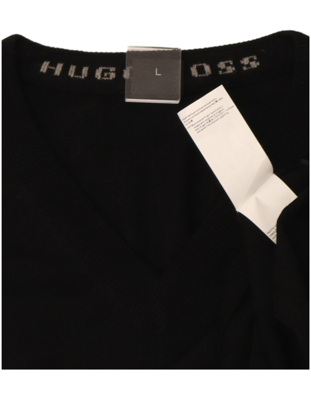 HUGO BOSS Homme Pull col V Large Laine Noir