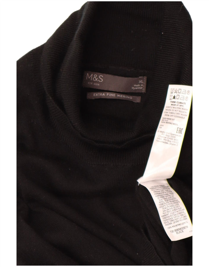 Marks & Spencer Pull col roulé pour homme XL en laine mérinos noire