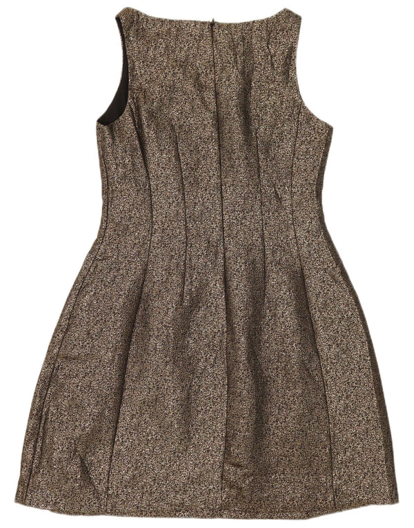 Oasis Robe trapèze sans manches pour femme UK 12 Polyester doré moyen