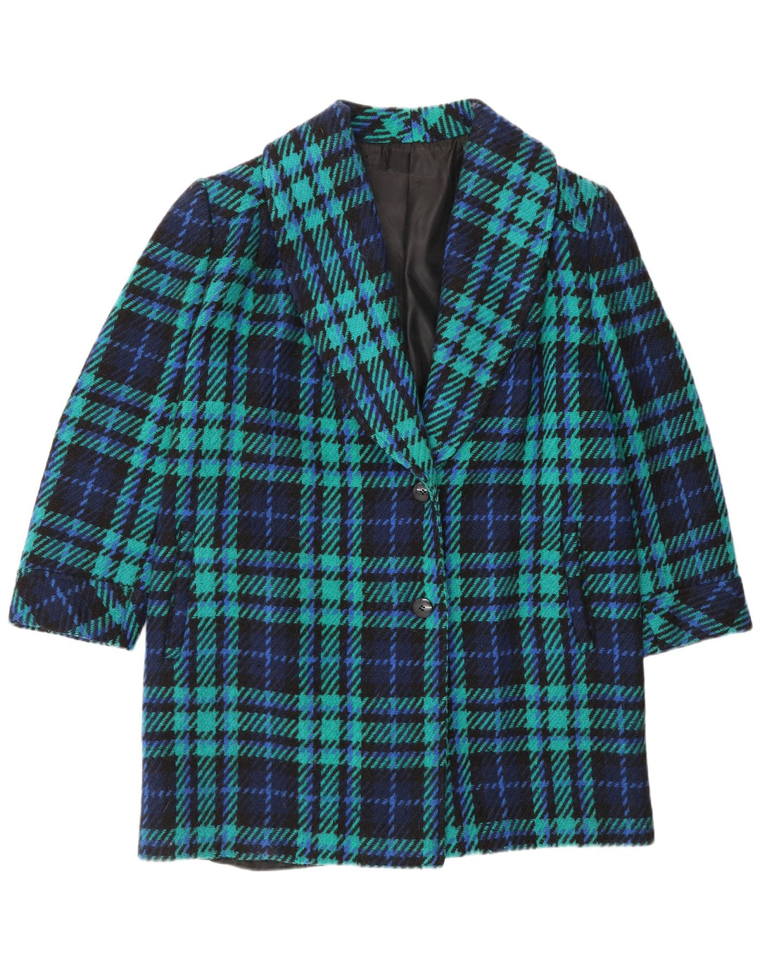 vintage Womens Overcoat Overcoat UK 16 Grand Plaid Vert