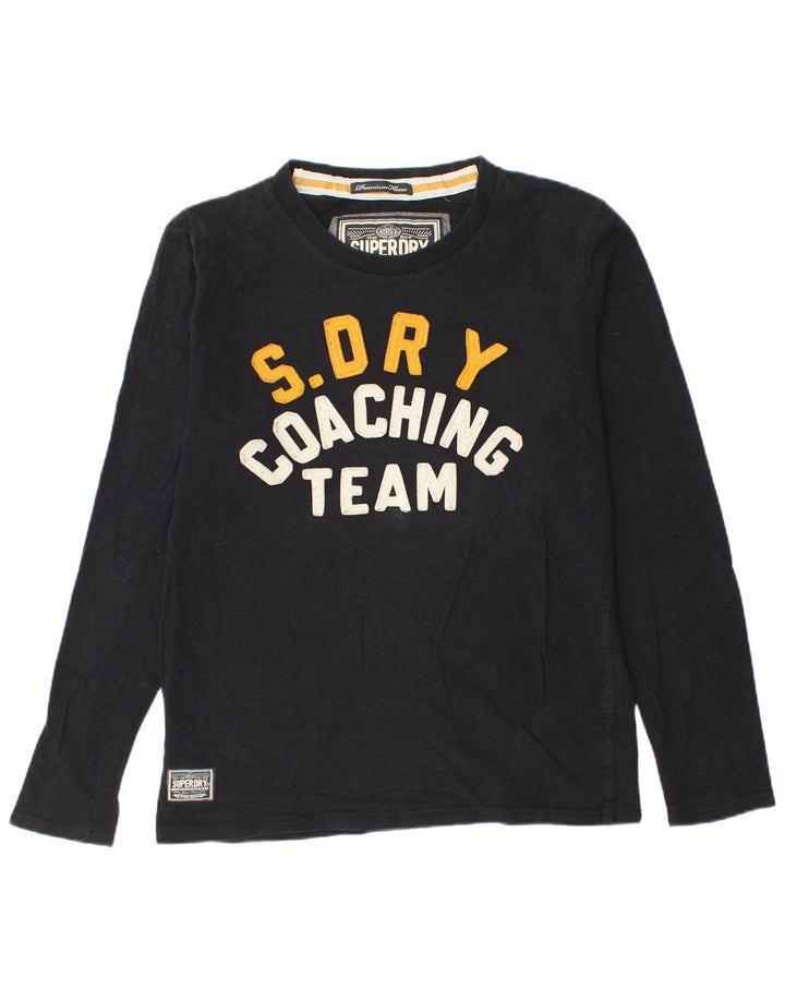 SUPERDRY Haut graphique à manches longues pour hommes, grand coton noir