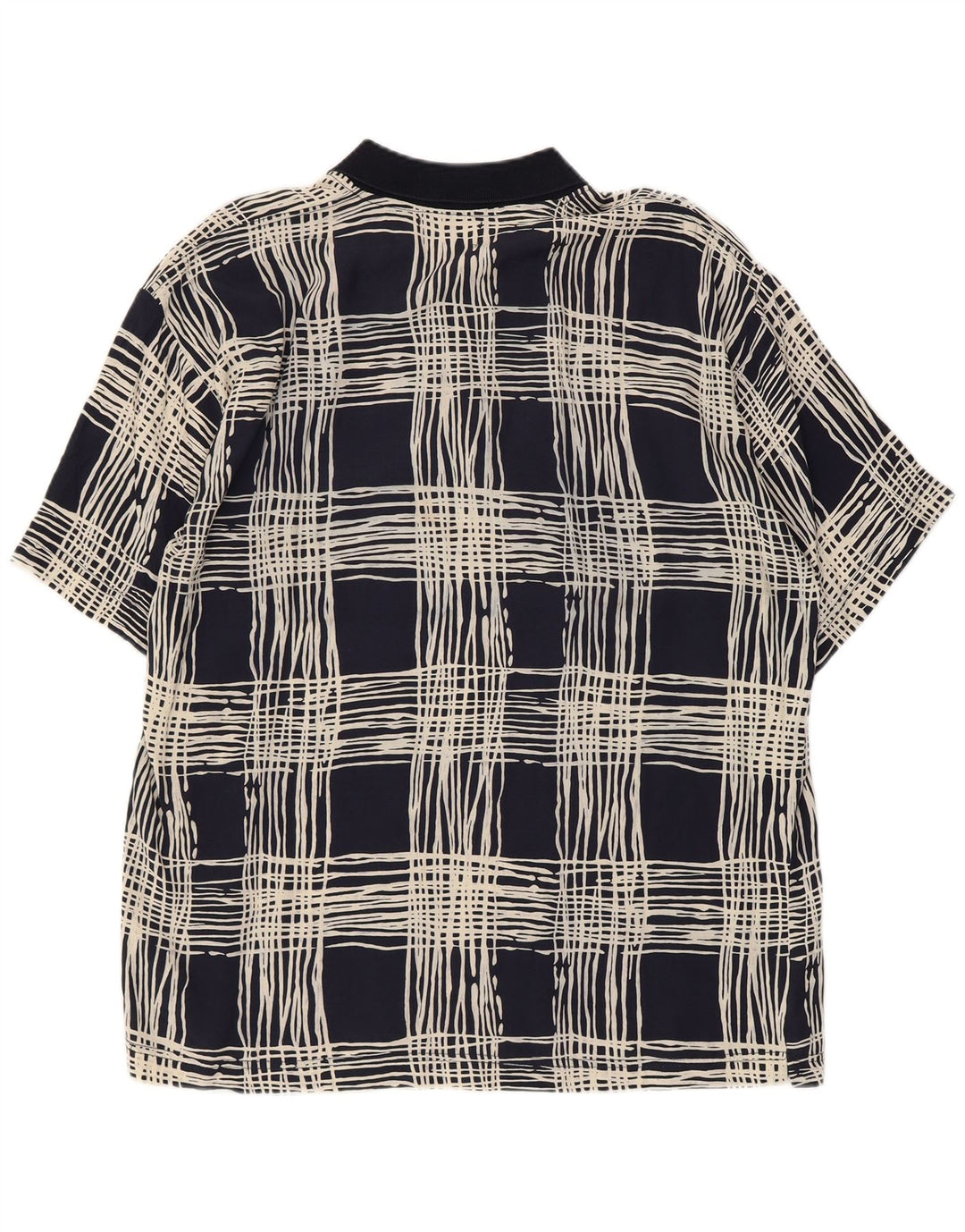 Suspense Chemise pull à manches courtes pour homme en viscose à carreaux bleu marine