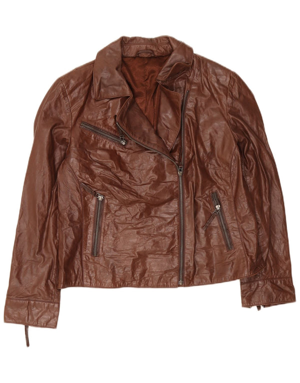 C & A Veste en cuir pour femme UK 18 XL Marron