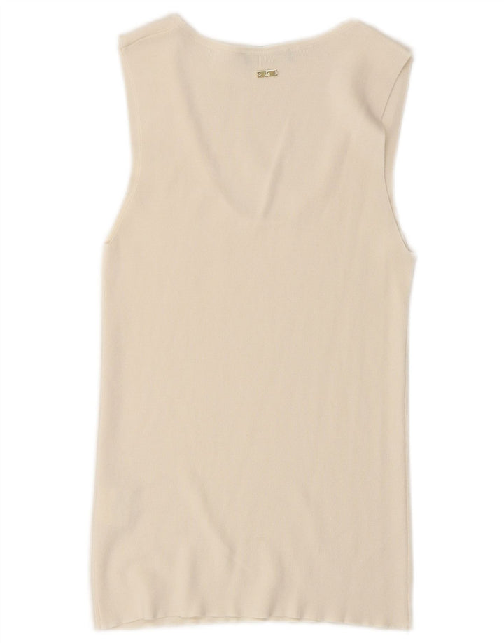 BENETTON Womens Vest Top UK 8 Small White Cotton