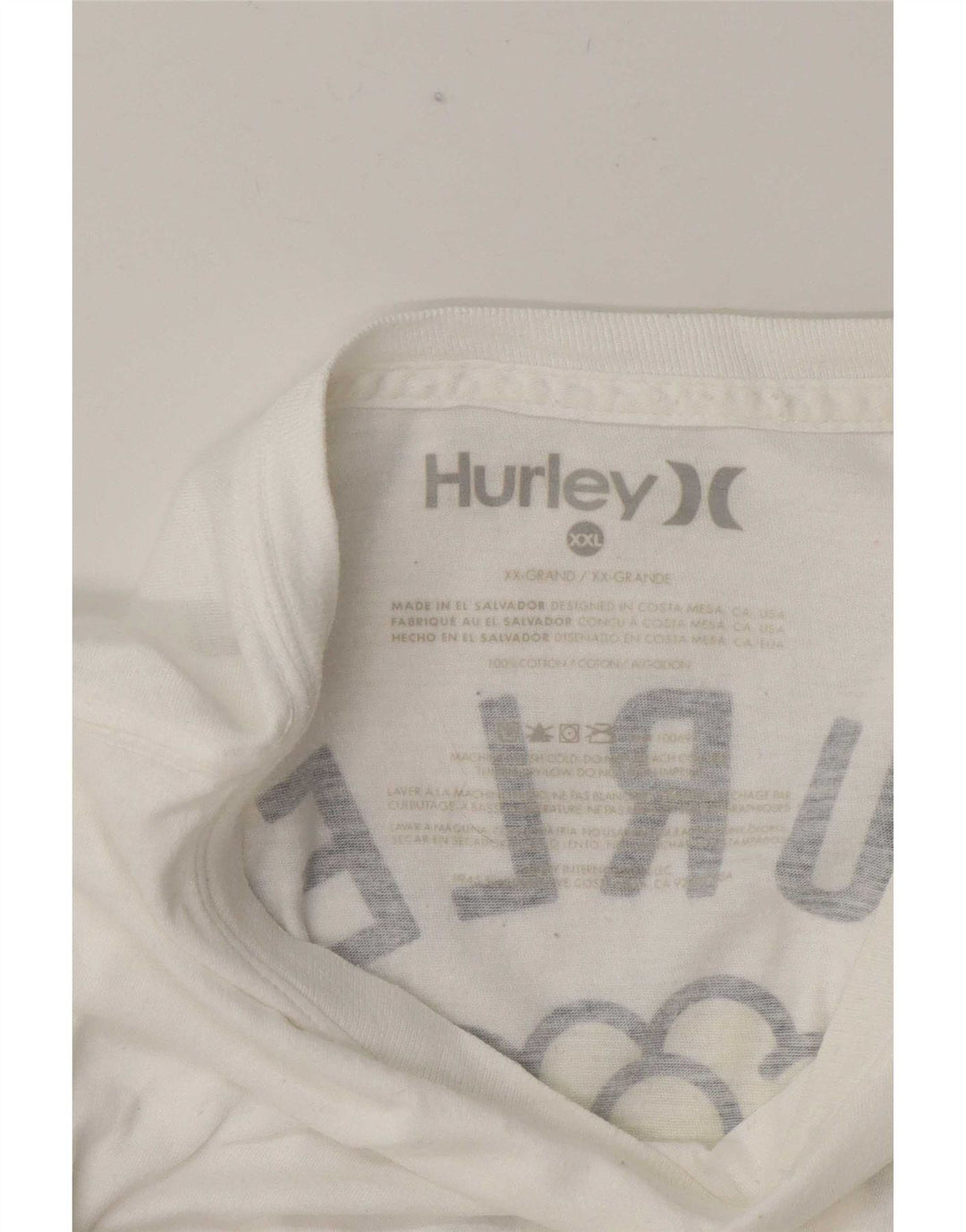 Hurley T-Shirt graphique homme haut 2XL coton blanc