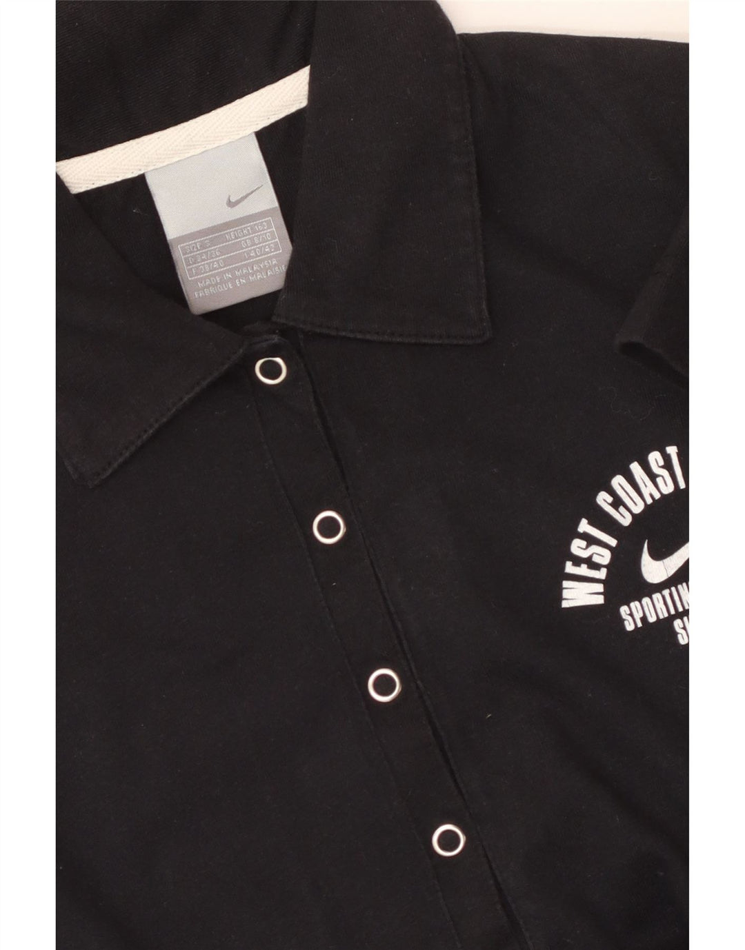 NIKE Polo graphique pour femme UK 8/10 Small Noir
