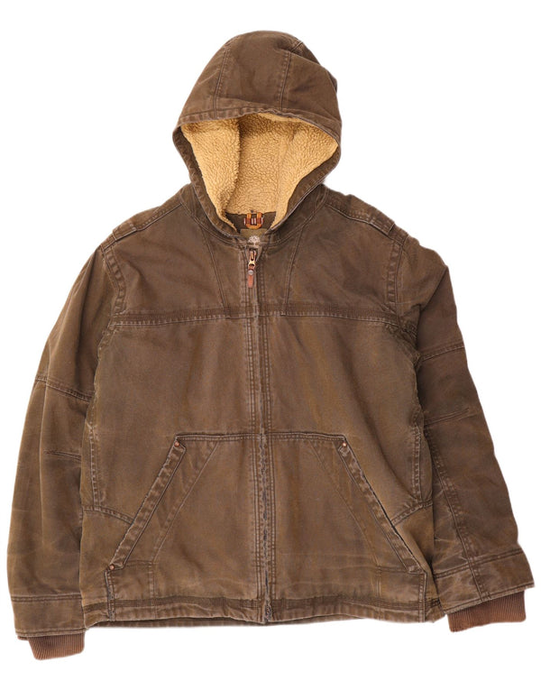 Timberland Veste coupe-vent à capuche pour homme UK 44 2XL Marron Coton