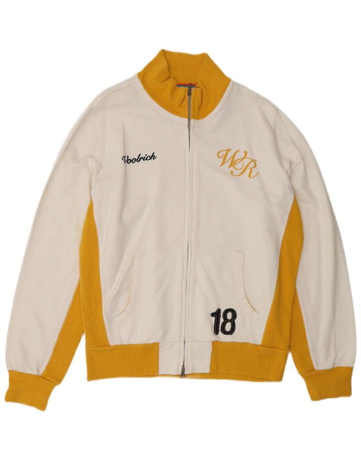 WOOLRICH Veste de survêtement graphique pour homme XL en coton color block blanc