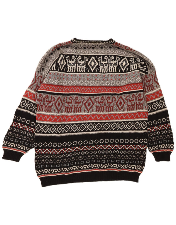 Stefanel Pull à col rond pour homme Large Multicolore Fair Isle