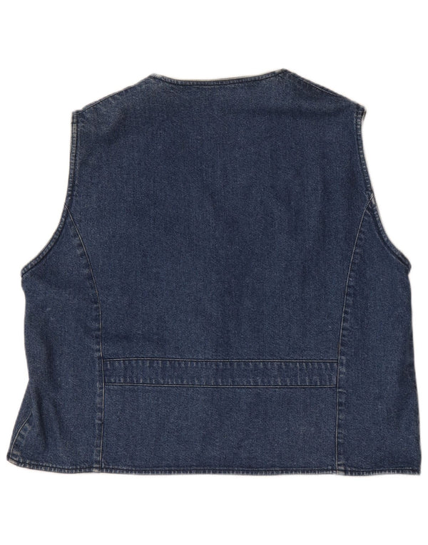 vintage Femme Denim Gilet UK 20 2XL Bleu Floral