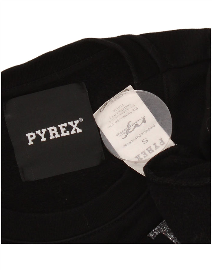 Pyrex Sweat-shirt surdimensionné graphique pour femme UK 10 Petit coton noir