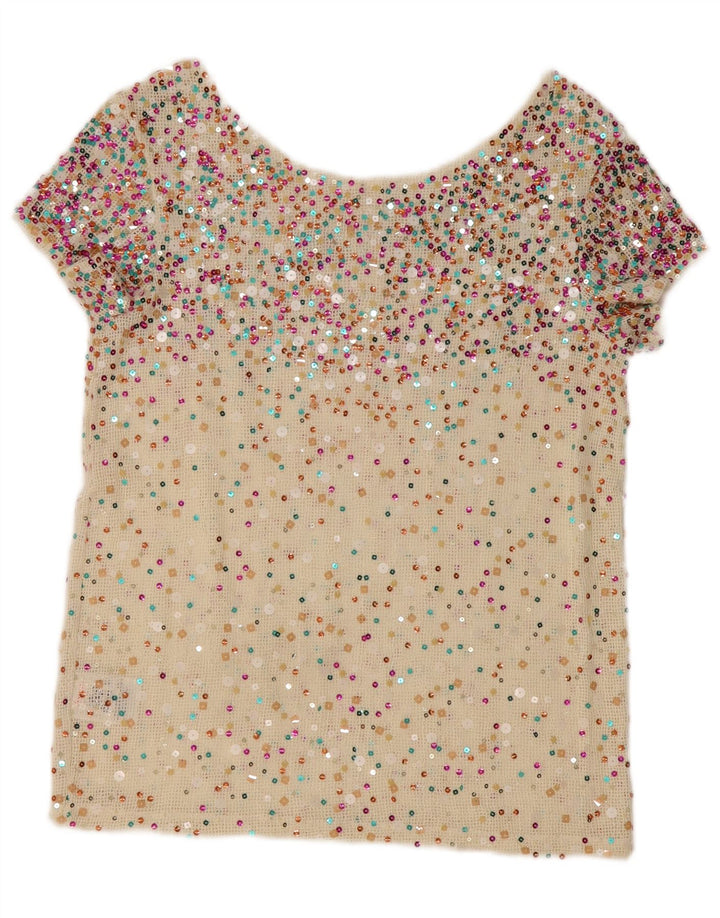 GUESS Chemisier au crochet à paillettes pour femme UK 10 Petit Blanc cassé Polyester
