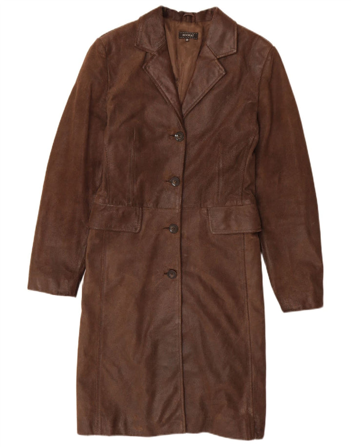 Kookai Manteau en cuir pour femme EU 38 Cuir marron moyen