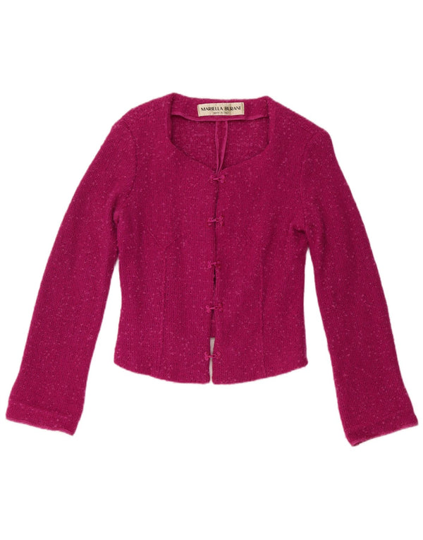 Mariella Burani Pull Boléro Femme UK 14 Grande Laine Vierge Bordeaux